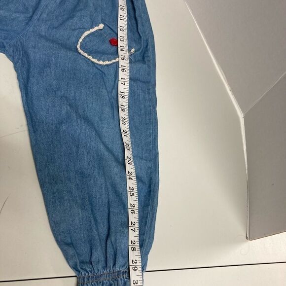 WHO’S THAT BABY VINTAGE‎ Youth Girl’s Denim Jumper Jumpsuit Size 3T Made in USA - Picture 5 of 12